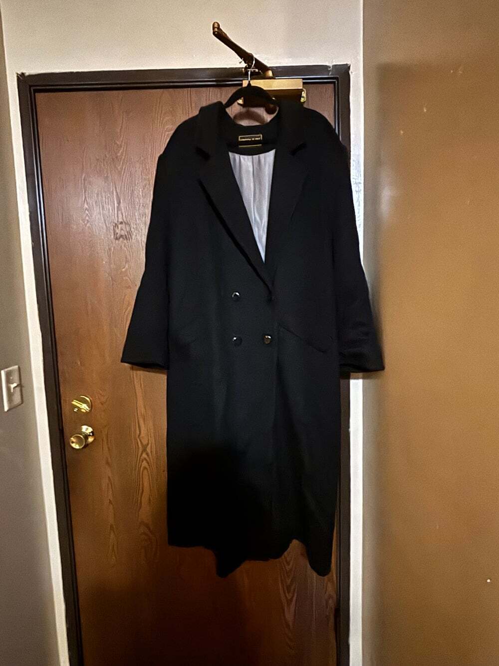 Vintage Black Wool Button Down Fall Winter Preppy Outerwear Pea Coat/ Jacket